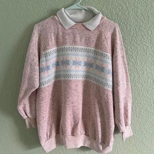 Vintage 90’s Retro Action double collared baby pink sweater ❄️